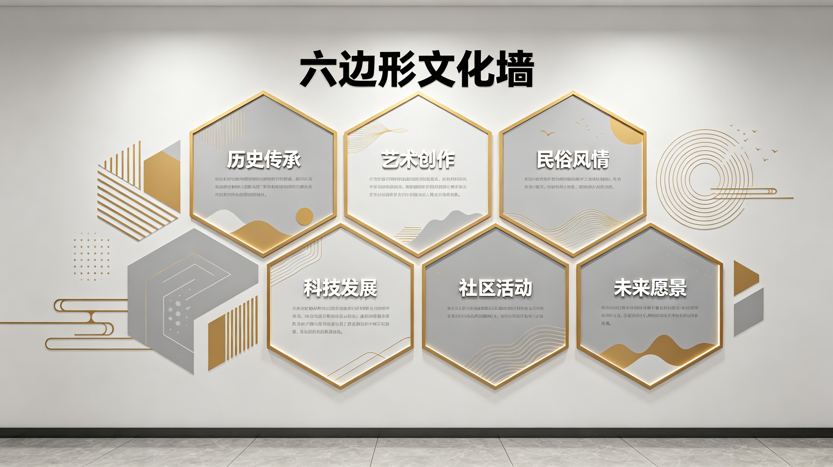 洛宁企业文化墙 | 六边形信息美学